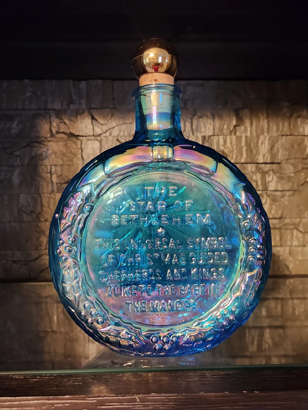 Wheaton Iridescent Blue Glass Decanter 